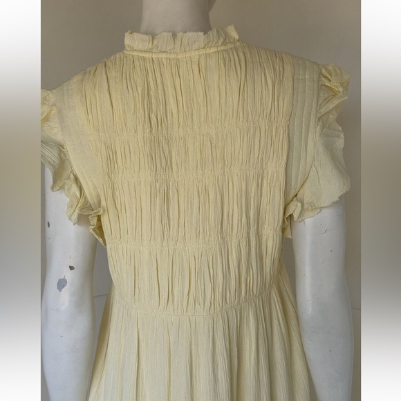 ba&sh Noah Shirred Midi Dress in Jaunde Yellow - Picture 12 of 16